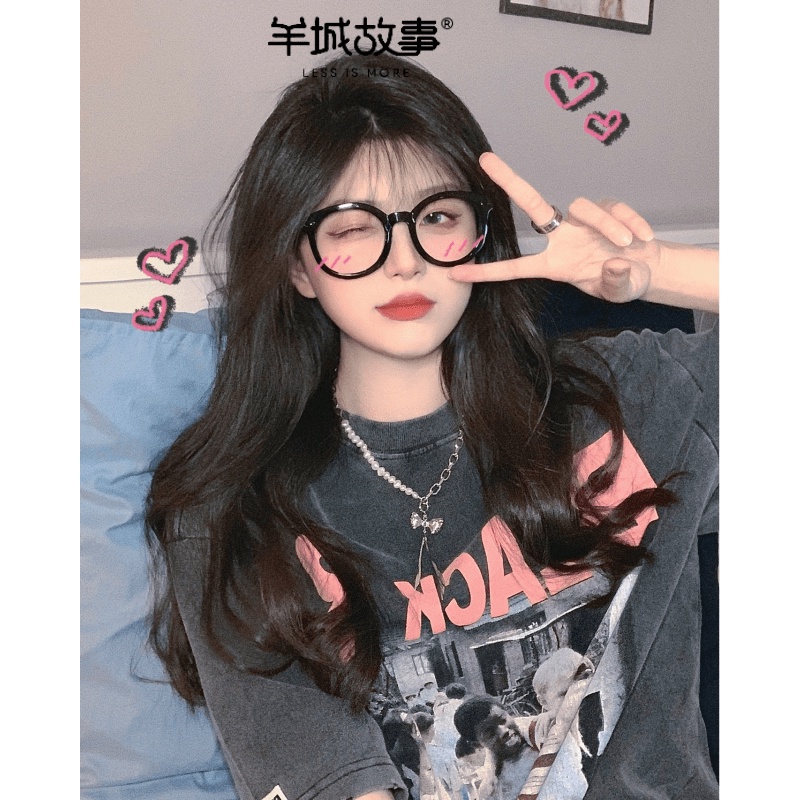 【羊城故事】100%純棉 t恤 美式復古上衣 短袖 短袖上衣 情侶裝 oversize 原宿風上衣 女生短袖t恤 衣服女