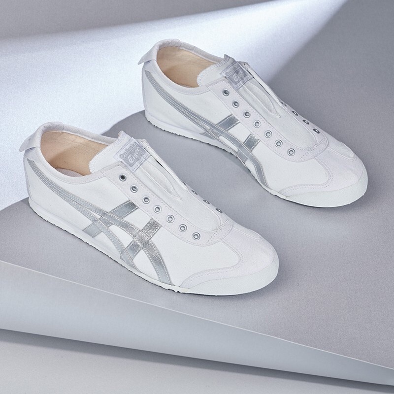 Original In Stock ˉ Shoe Tigers Sneakers Super Soft Canvas Men and Women&#039;s Casual Sports Running Tigers Running Shoes White/silver LLAN