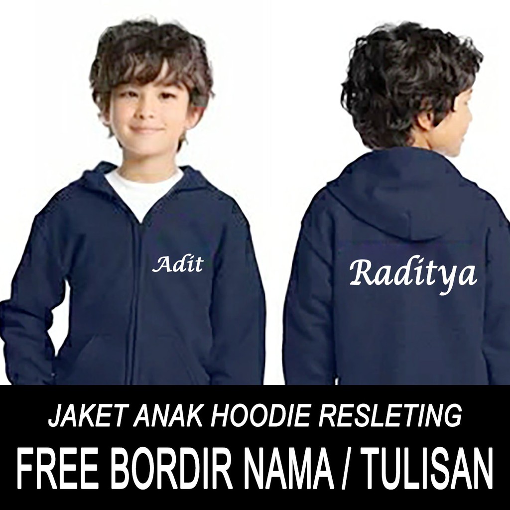 Children&#039;s Jacket Embroidered Name Zipper hoodie 1 Year To 12 Years