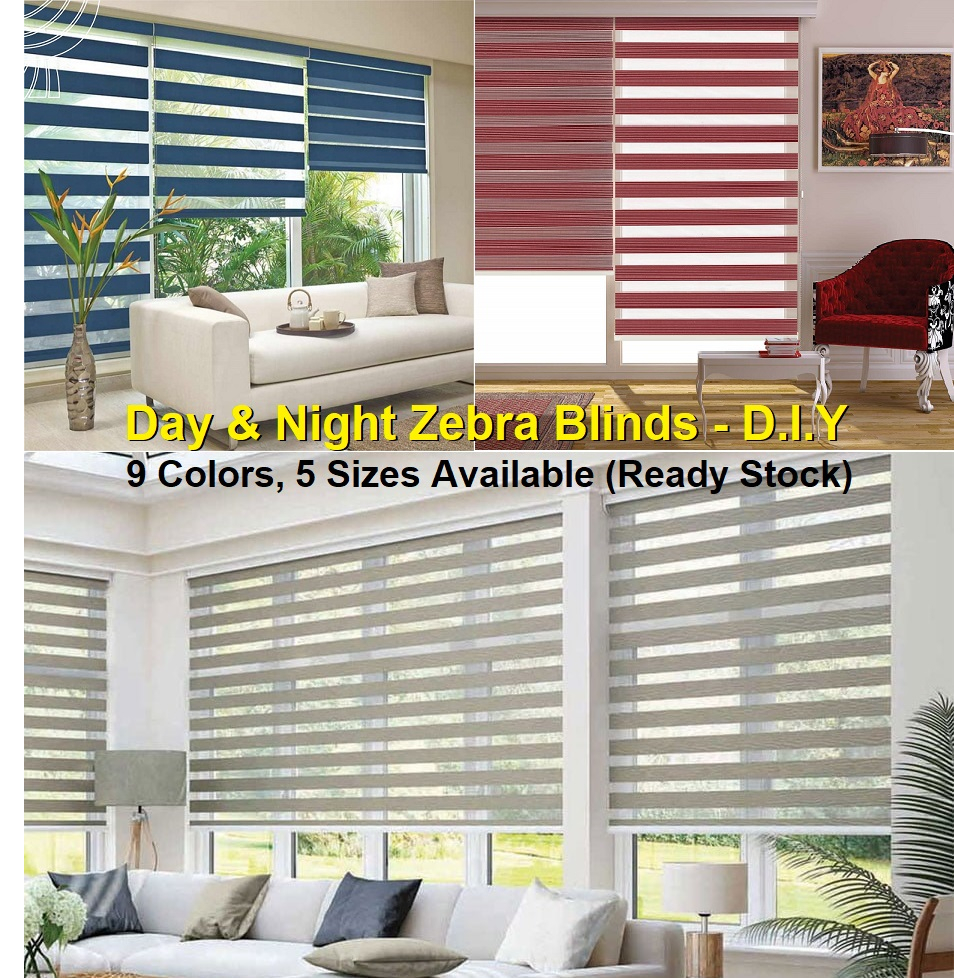 ? Day &amp; Night Zebra Roller Blinds Window Blind - Available in 9 Colors, 5 Sizes - Easy to Install - D.I.Y. (SHM168)