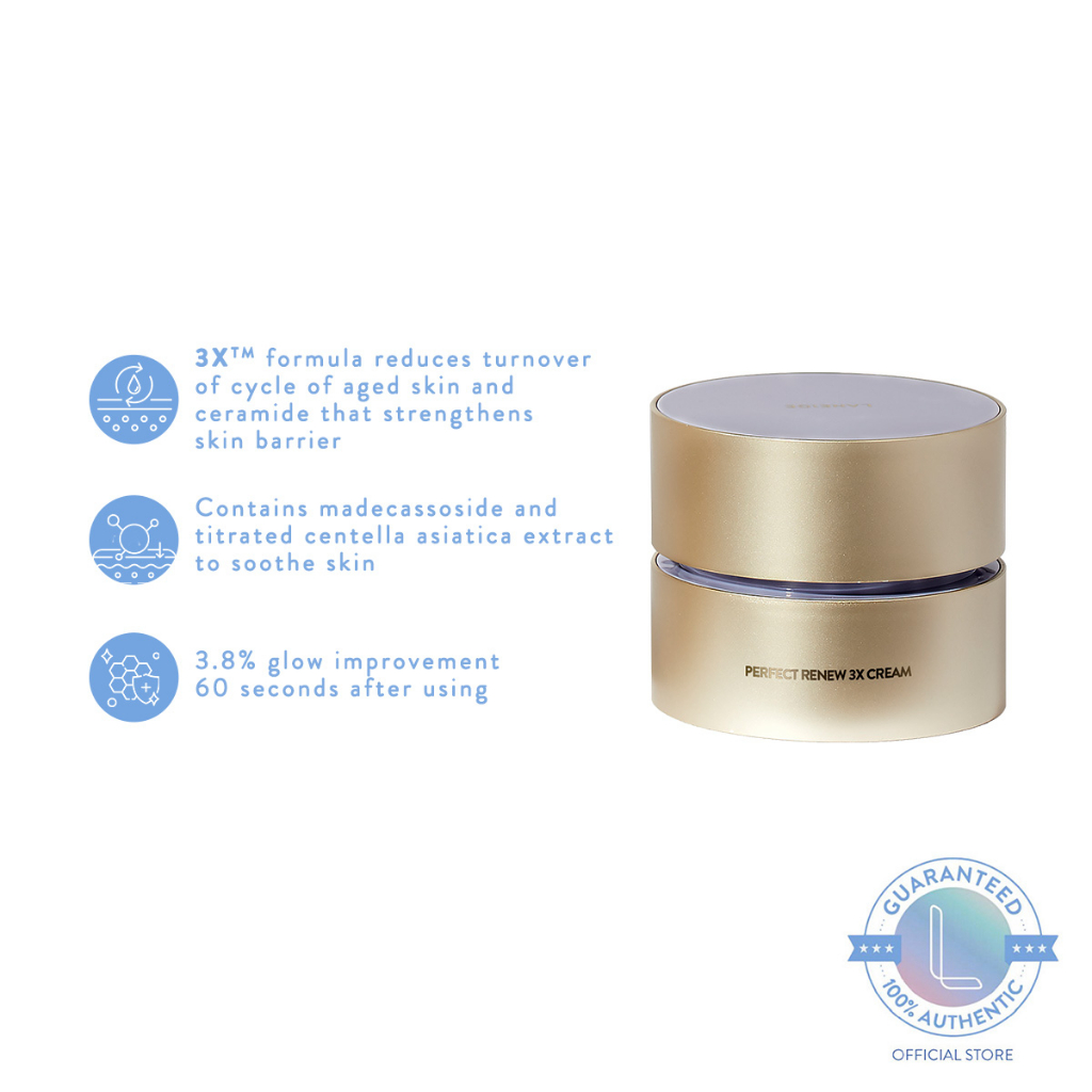 LANEIGE Perfect Renew 3x Cream 50ml - Skin Barrier Strengthening, Glow Improvement, Anti-Aging